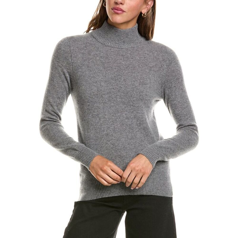 Incashmere Womens Basic Mock Neck 100% Cashmere Sweater, Grey